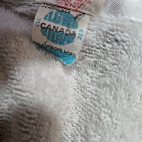 Vintage Diamond Tea Floral Cotton Robe Size L Terry Lined Navy Blue Pink - Picture 11 of 11